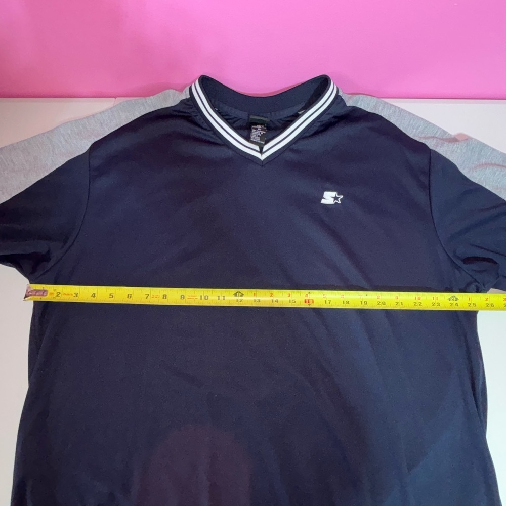 STARTER Navy and Gray V-Neck Short Sleeve Jersey - Picture 6 of 8